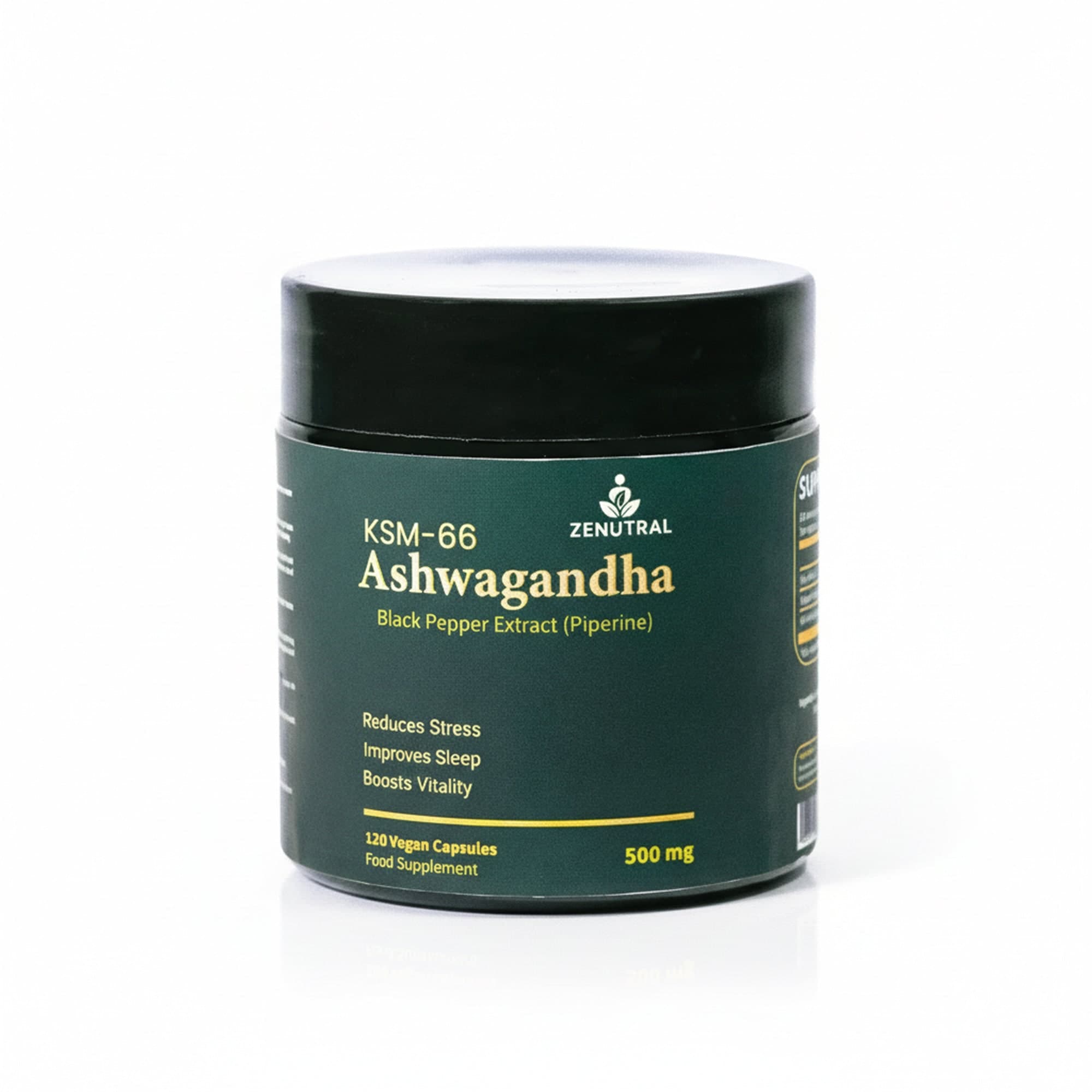 Original front view of the Zenutral Ashwagandha bottle